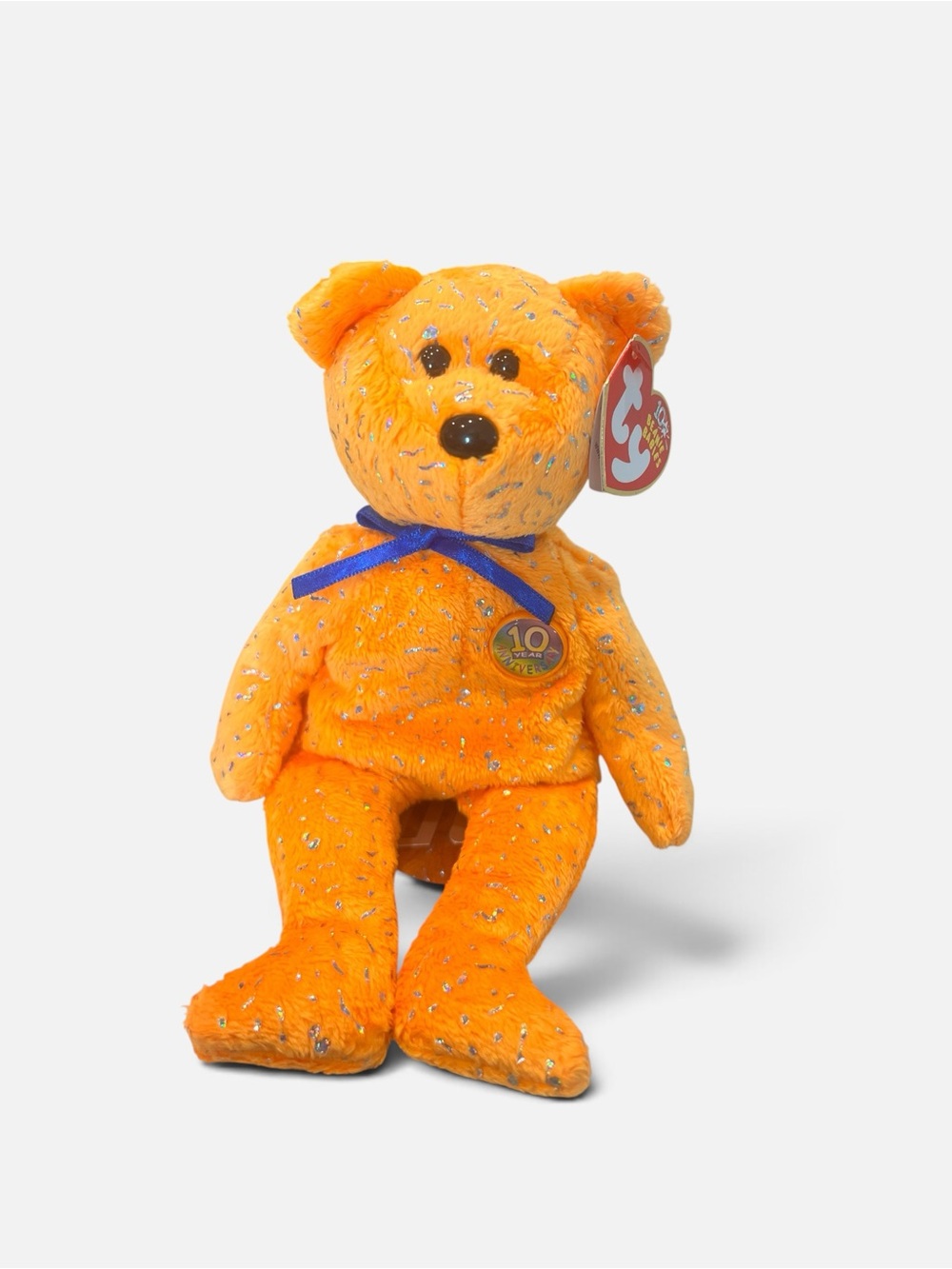 Ty- Beanie Baby Decade 10th Anniversary Orange Sparkle Bear